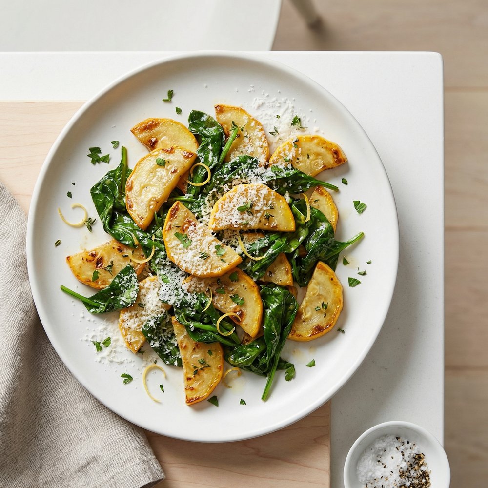 Skillet Patty Pan Squash with Herbs and Lemon