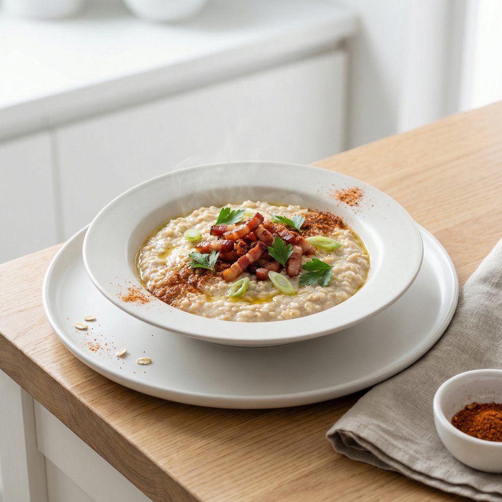 Quick Spiced Bacon Oatmeal