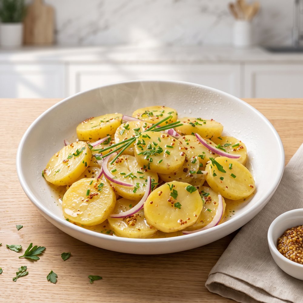 Schwabischer Kartoffelsalat (German Potato Salad - Swabian-Style)