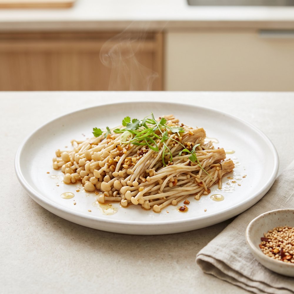 Sesame-Garlic Enoki Mushroom Side