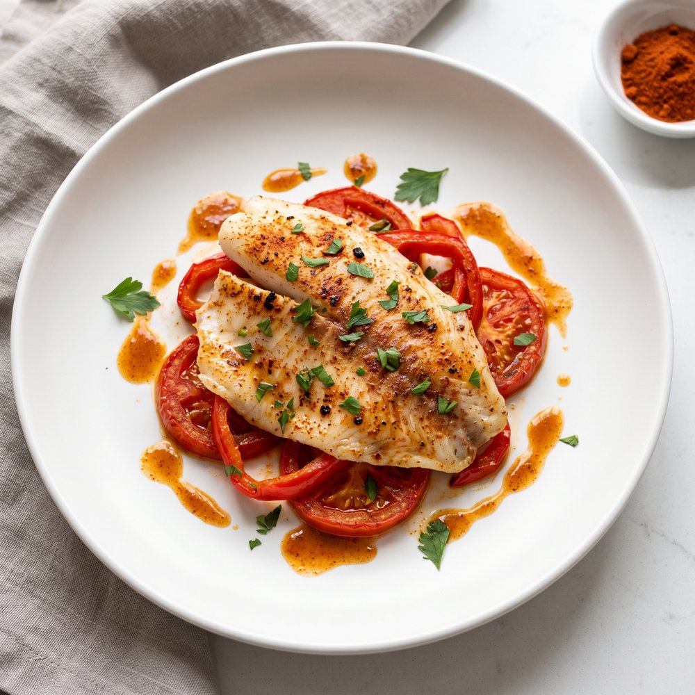 Shabbat-Style Moroccan Fish with Peppers and Tomatoes