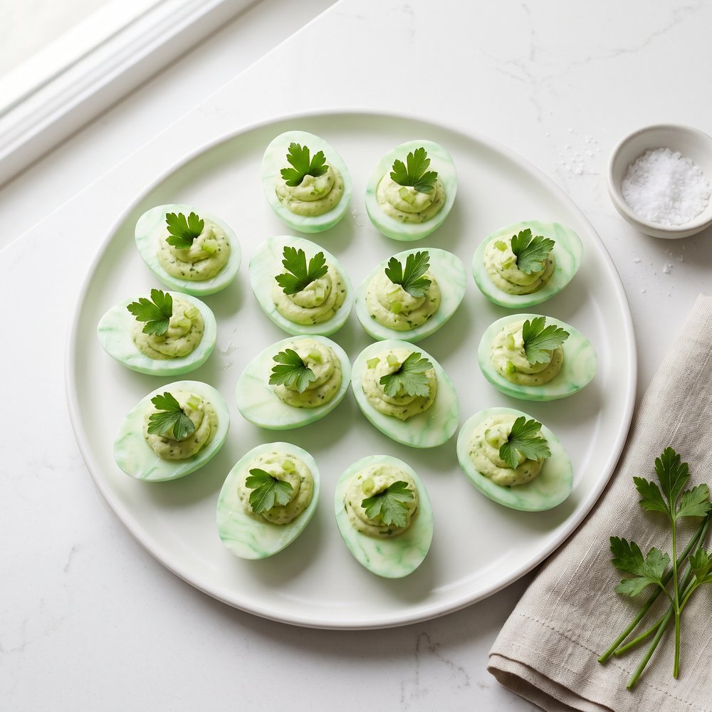 Shamrock Deviled Eggs for St. Patrick's Day