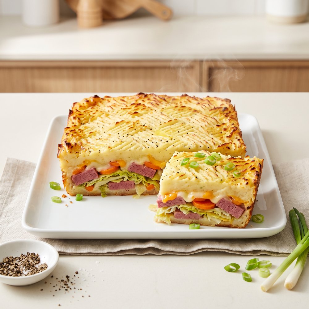 Shepherd’s Pie with Corned Beef and Cabbage