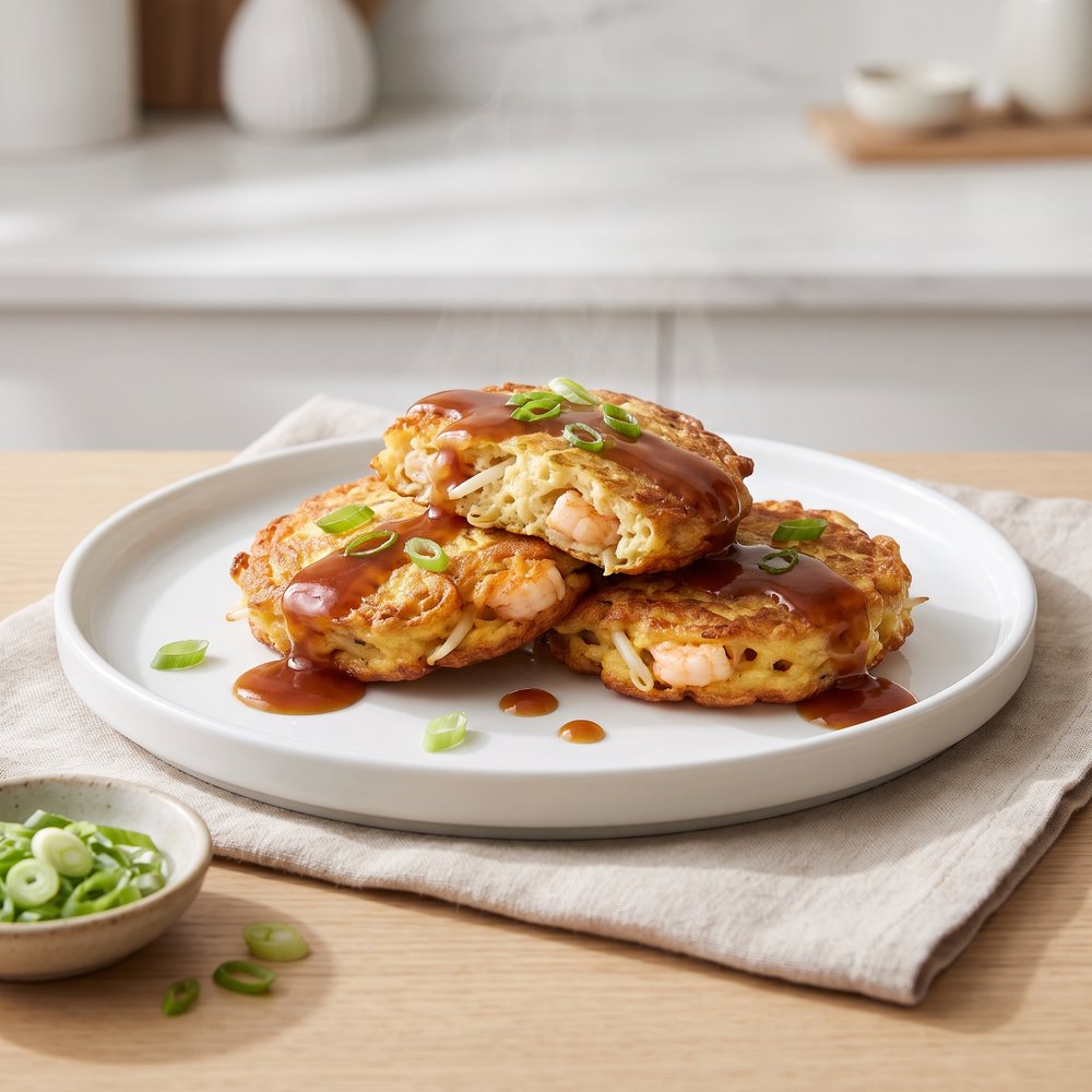 Shrimp Egg Foo Young Patties with Sauce