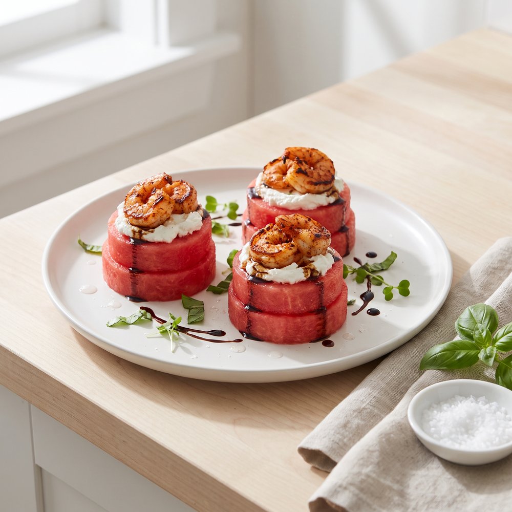 Shrimp Goat Cheese Watermelon Salad Stack