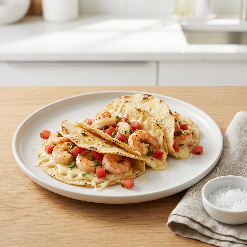 Shrimp Gobernador Tacos with Oaxaca Cheese