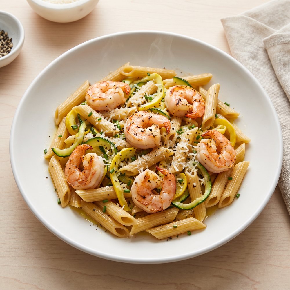 Shrimp with Penne and Squash