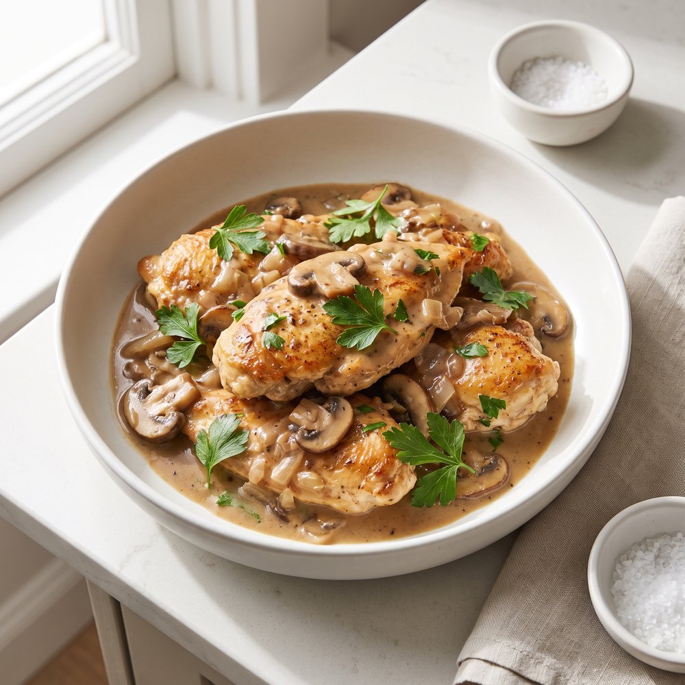 Silky Chicken Marsala with Mushrooms