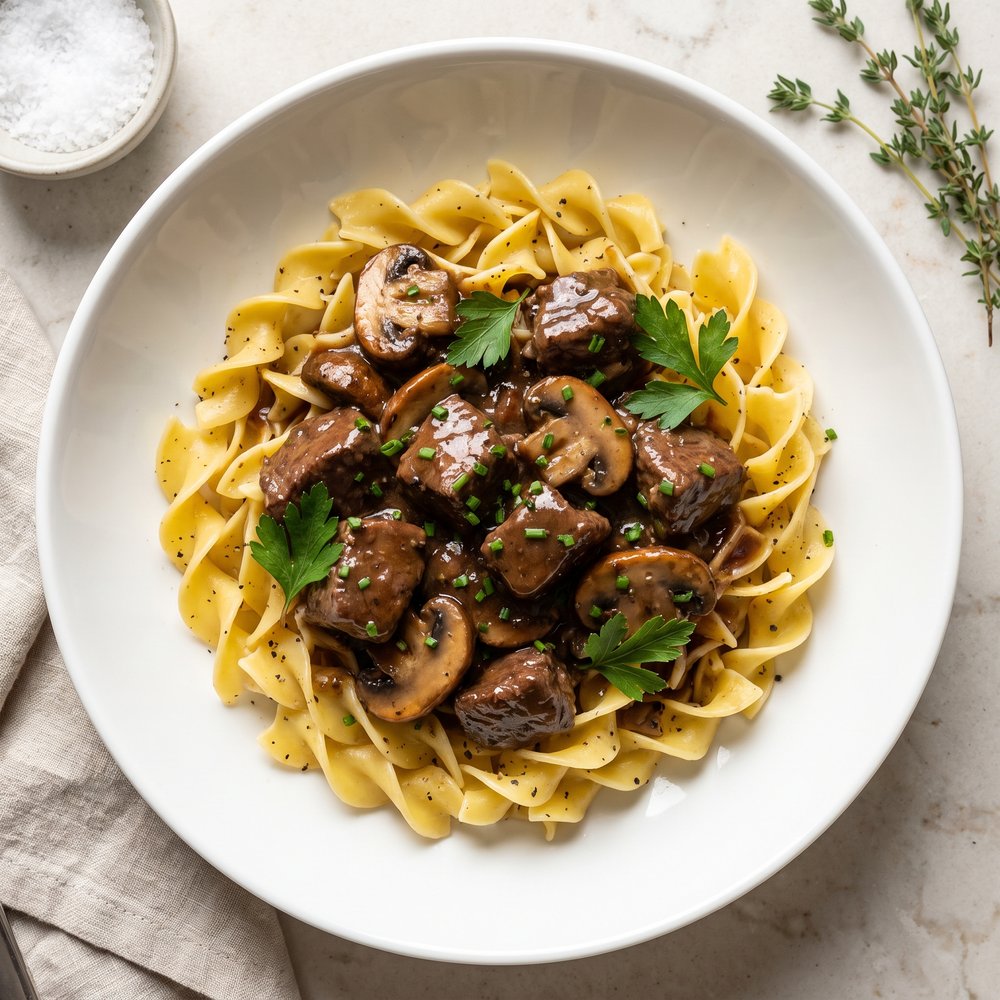 Simple Beef Tips and Noodles