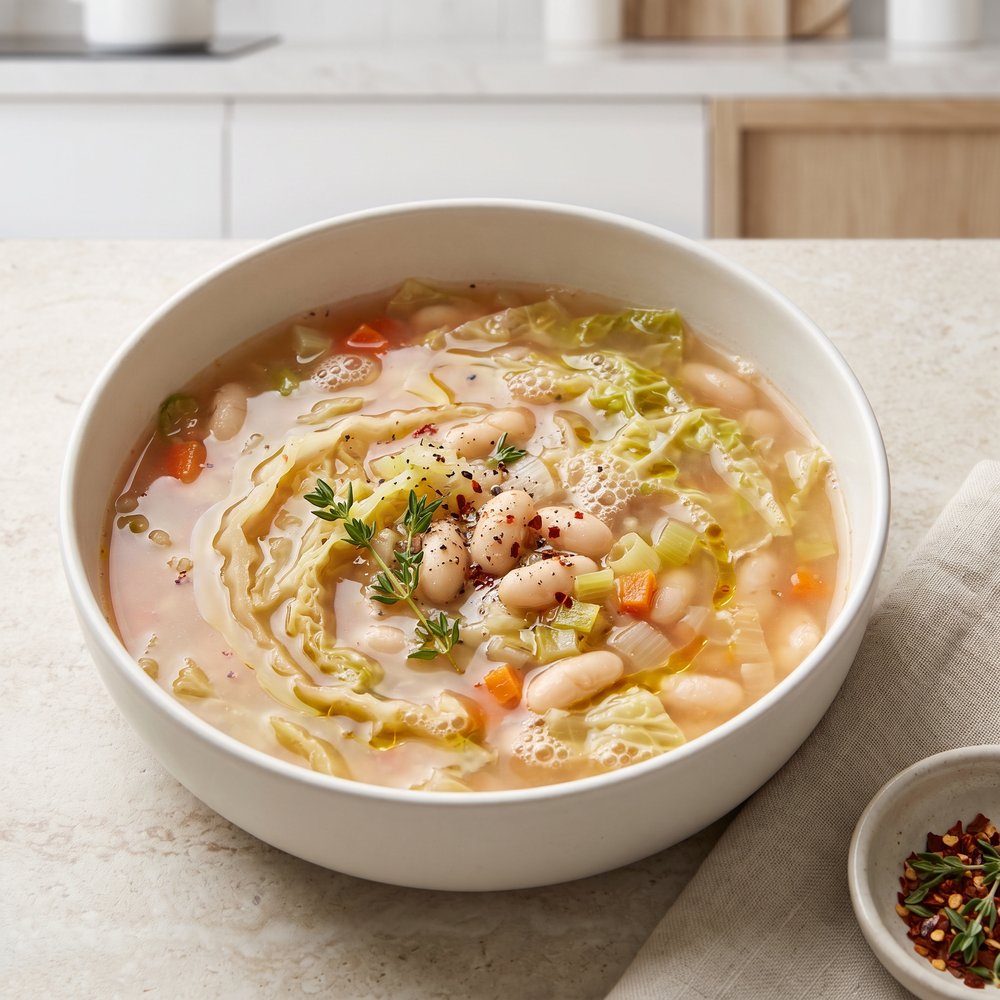 Simple Cabbage & White Bean Soup