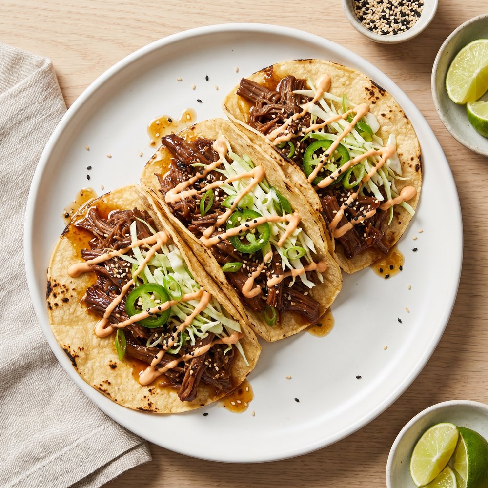 Simple Slow-Cooked Korean Beef Soft Tacos