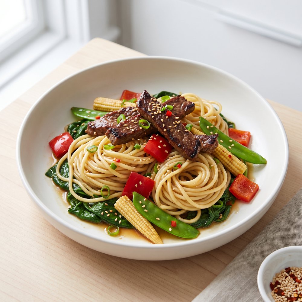 Singapore-Style Beef Noodle Stir-Fry