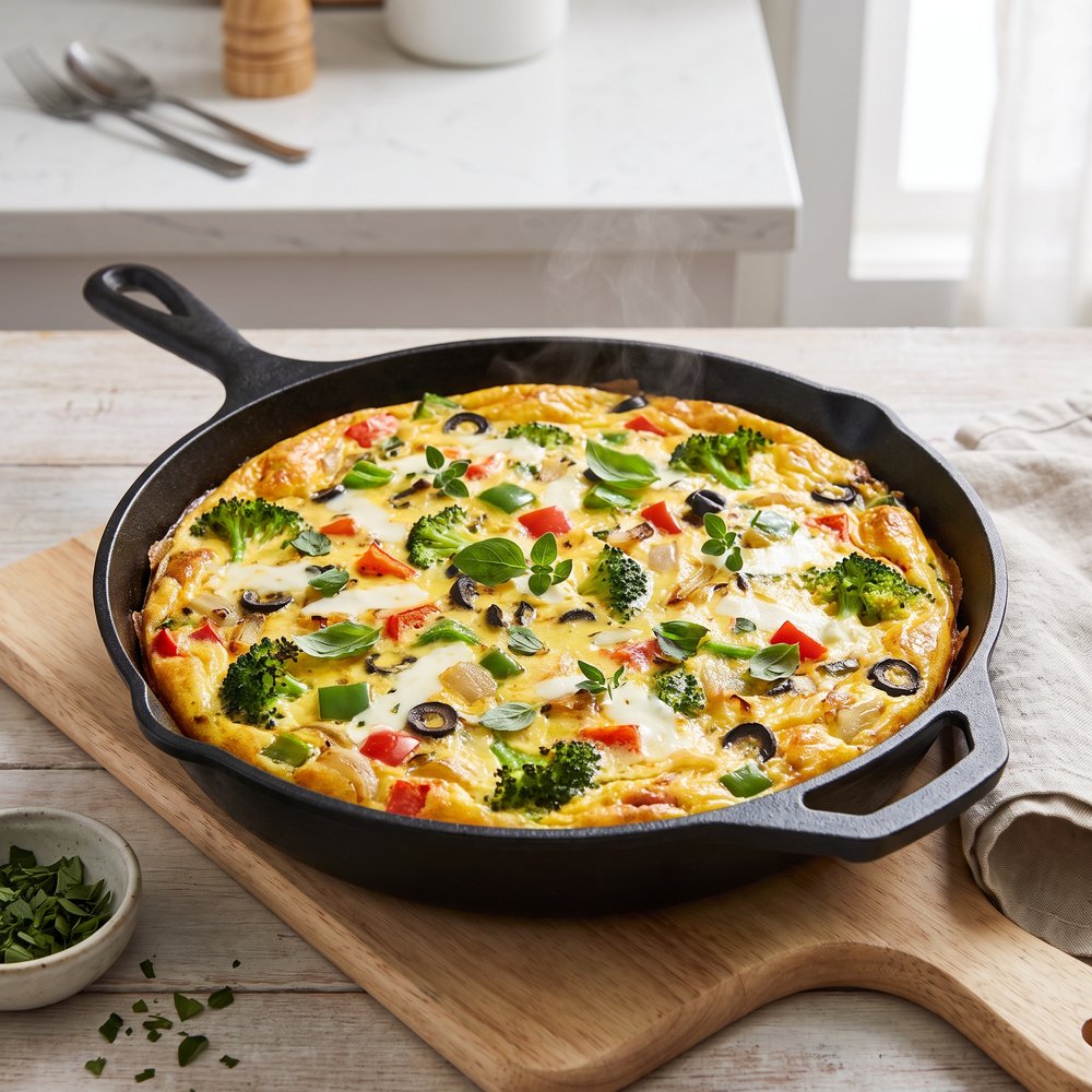 Skillet-Baked Veggie Frittata with Mozzarella