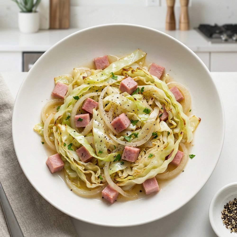 Skillet Ham with Cabbage