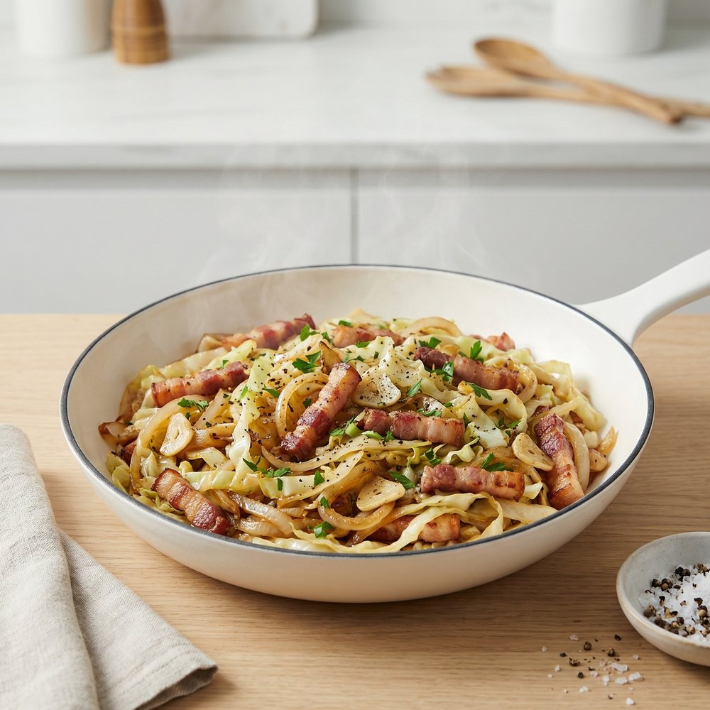 Fried Cabbage with Bacon and Garlic