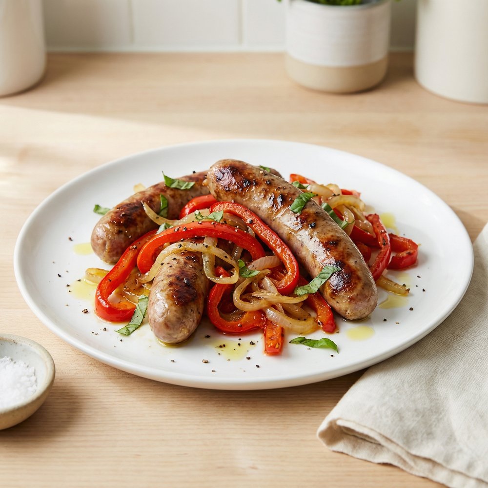 Skillet-Grilled Italian Sausage with Peppers and Onions