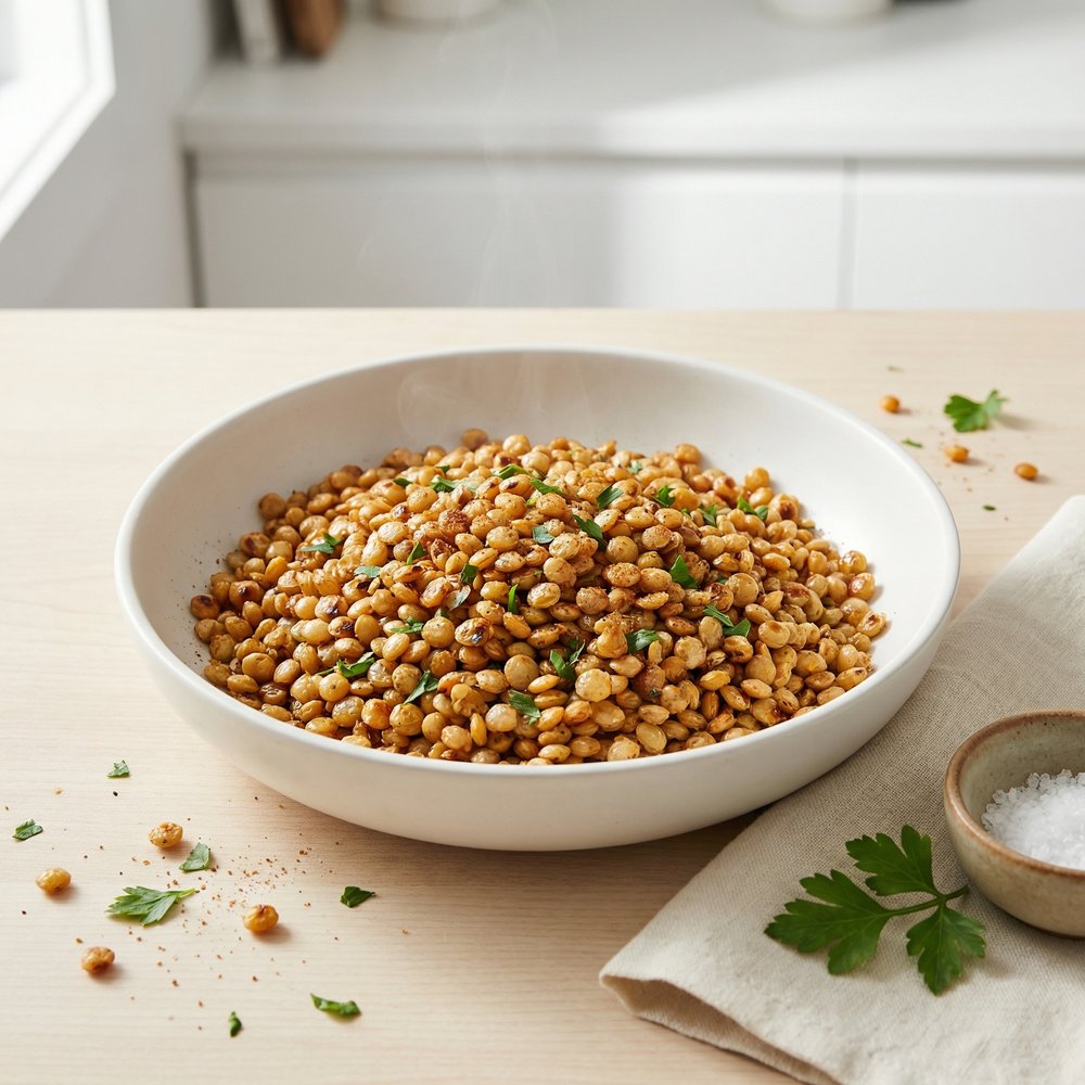 Crispy Skillet-Popped Lentils with Parsley