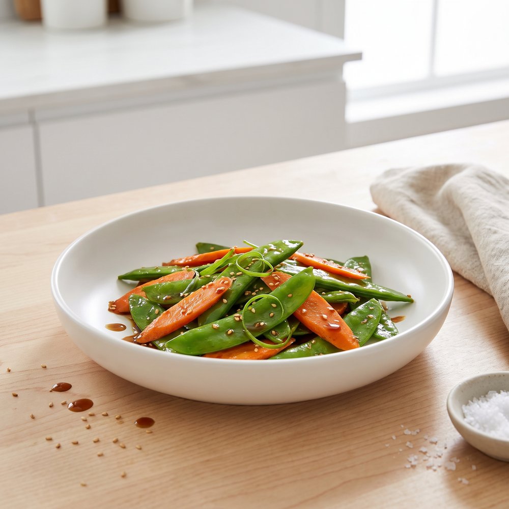 Skillet Snow Peas with Carrots Stir-Fry