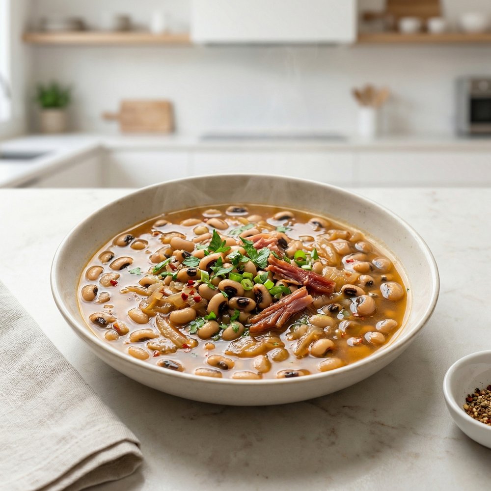 Crockpot Black-Eyed Peas with Smoked Ham Hocks