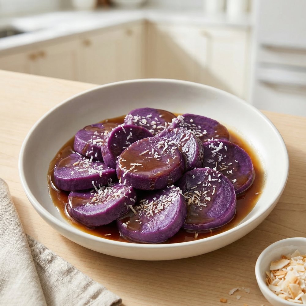 Crockpot Candied Ube Yams