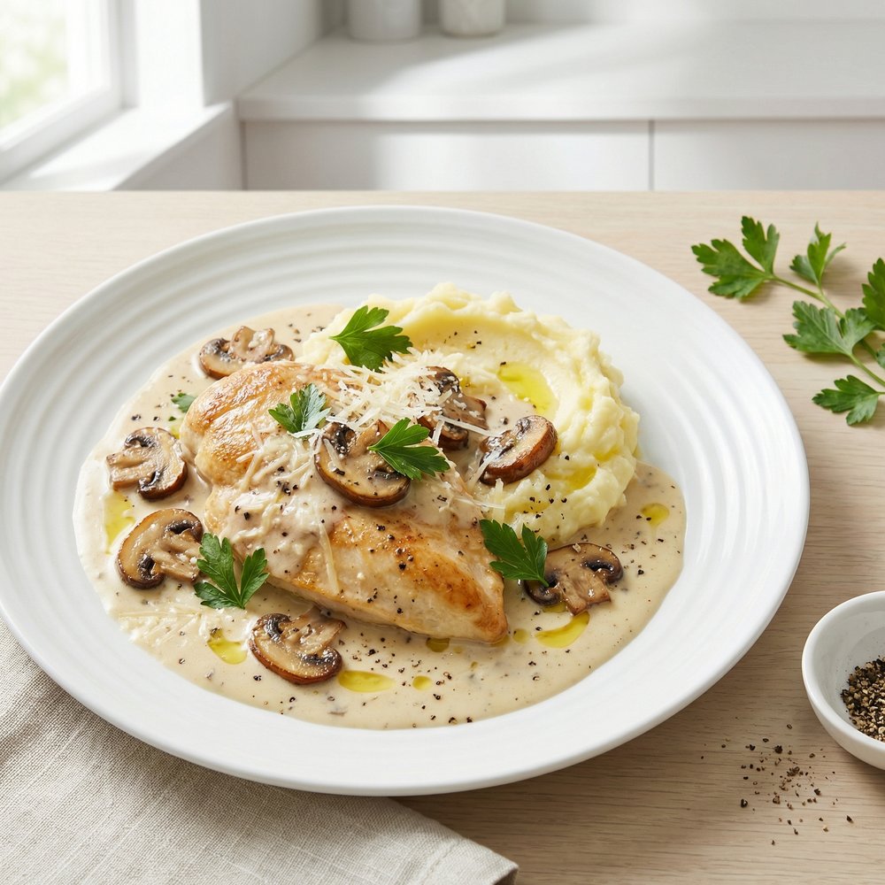Crock Pot Cheesy Mushroom Chicken
