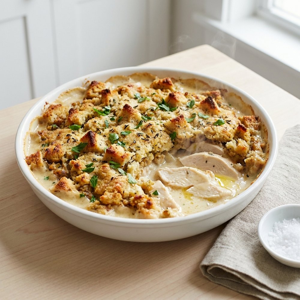 Slow Cooker Chicken and Stuffing Casserole