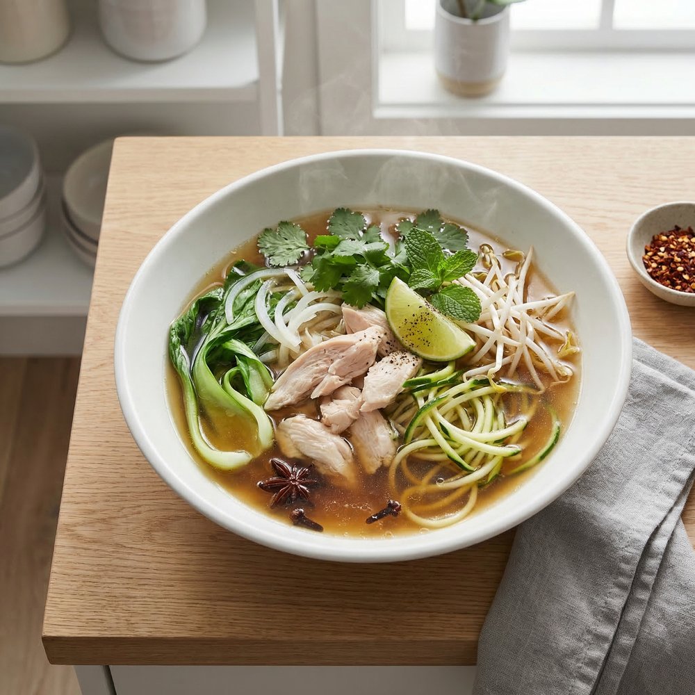 Chicken Pho with Zucchini Noodles