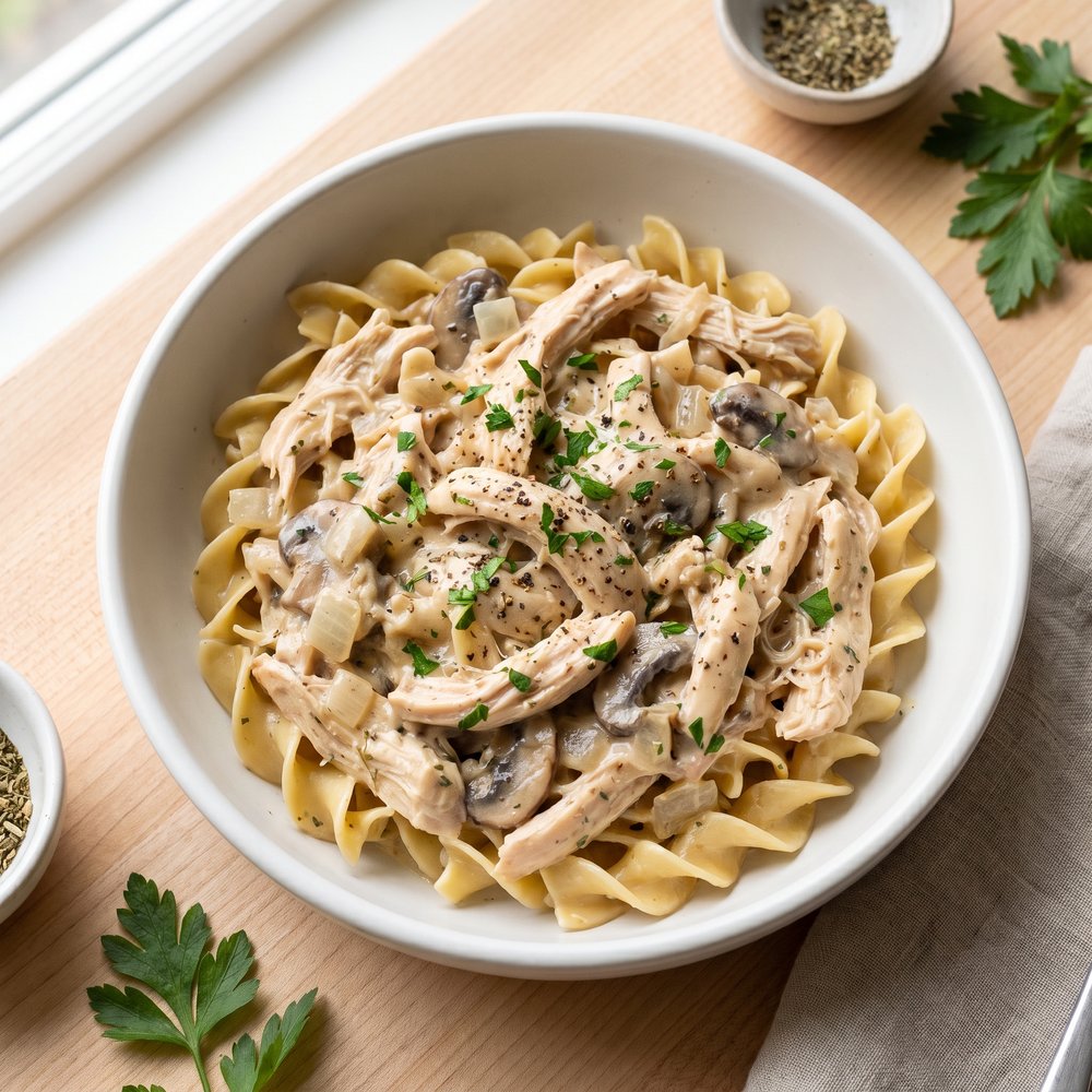 Slow Cooker Chicken Stroganoff