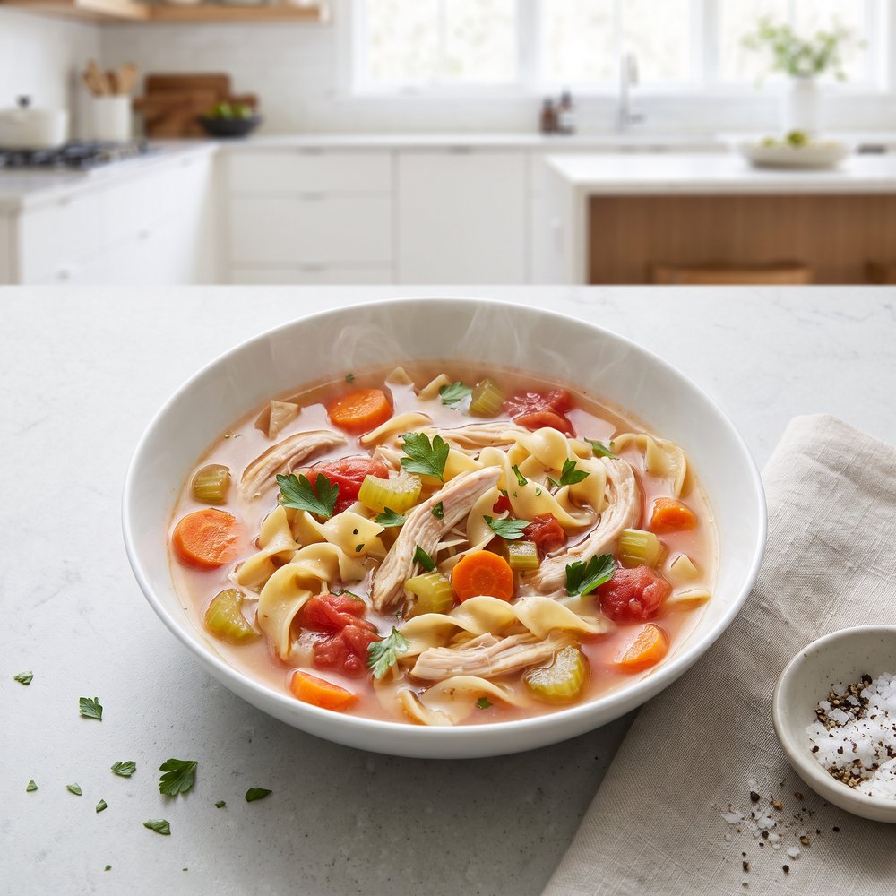Slow Cooker Chicken Vegetable Soup with Egg Noodles