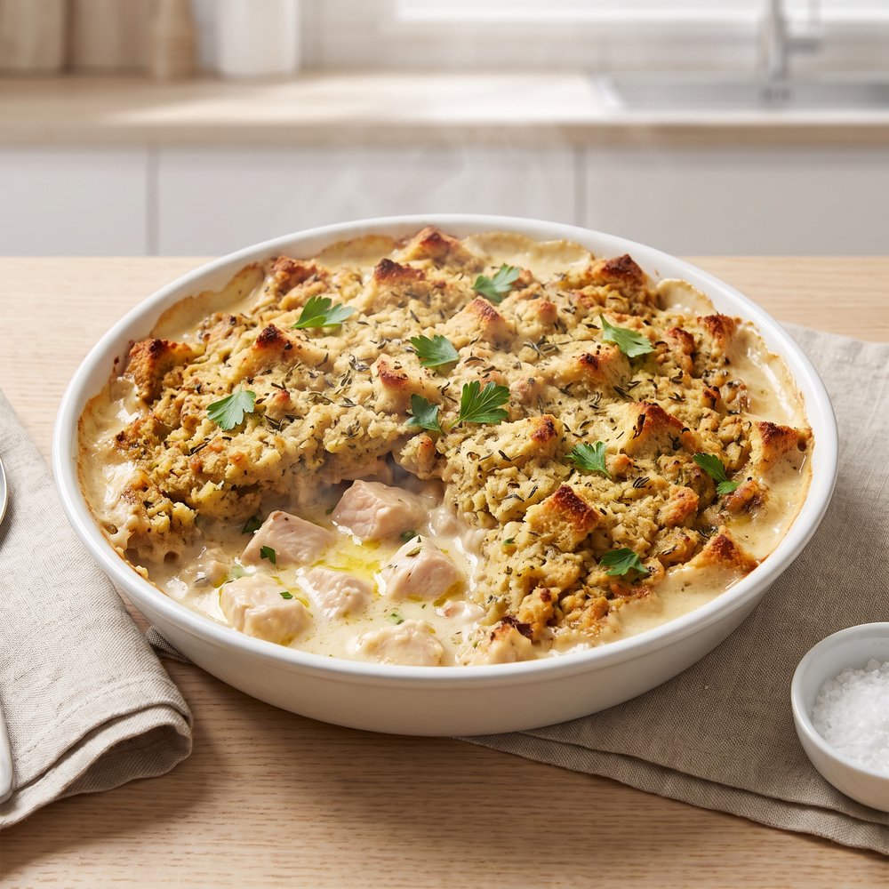 Slow Cooker Chicken and Stuffing Casserole