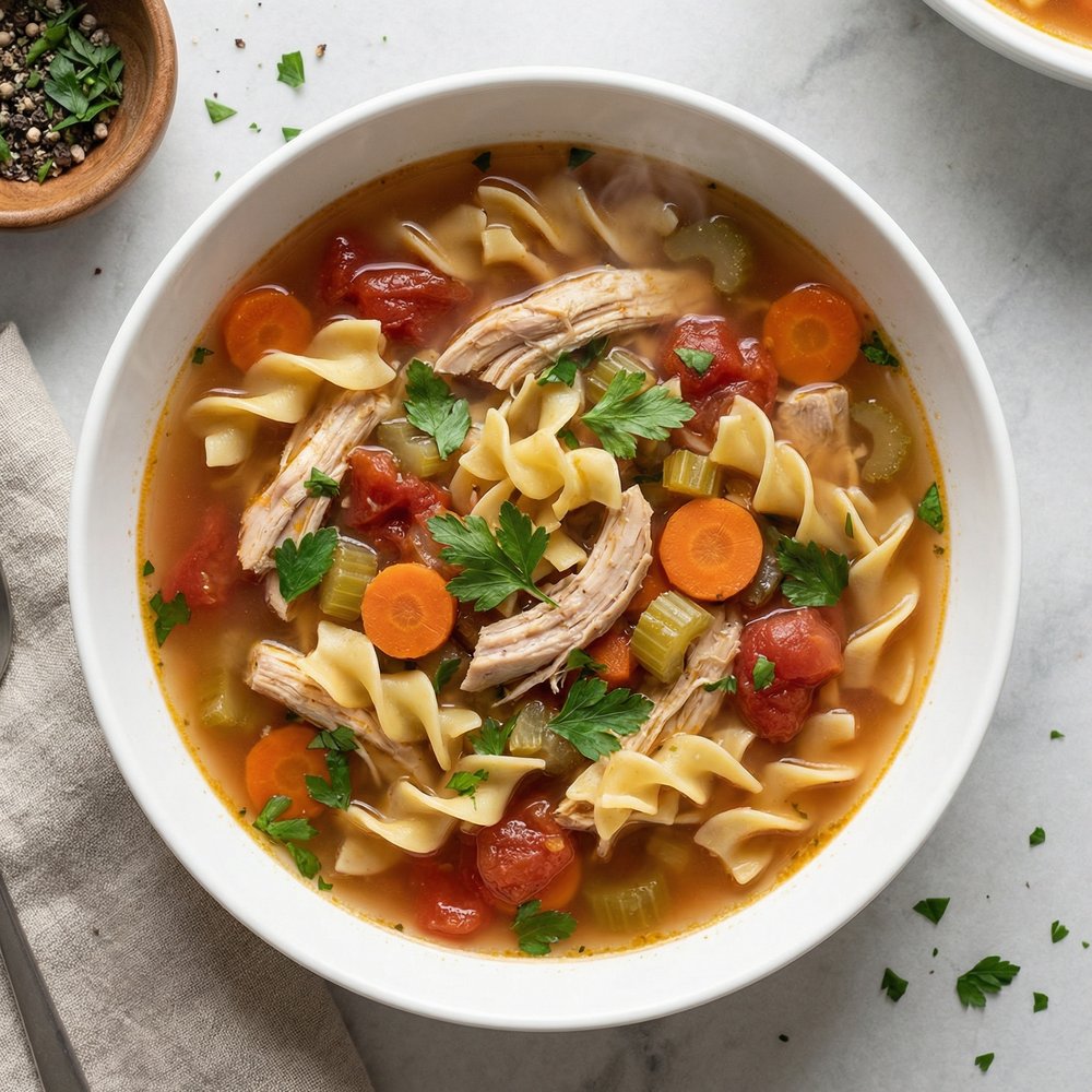 Slow Cooker Chicken Vegetable Soup with Egg Noodles