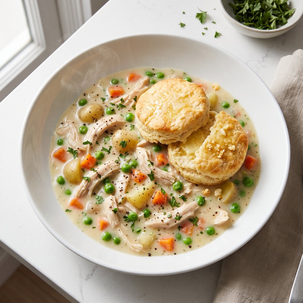 Slow Cooker Chicken Pot Pie With Biscuits