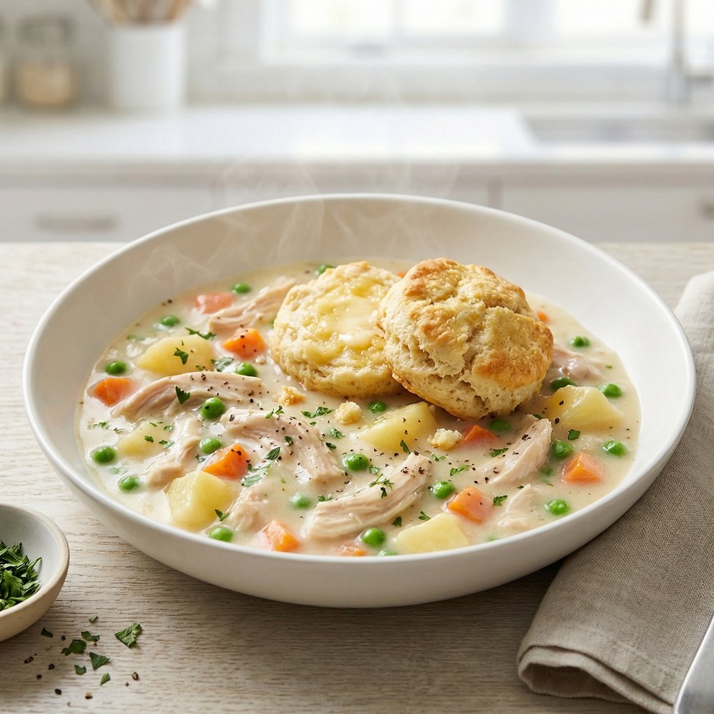 Slow Cooker Chicken Pot Pie With Biscuits