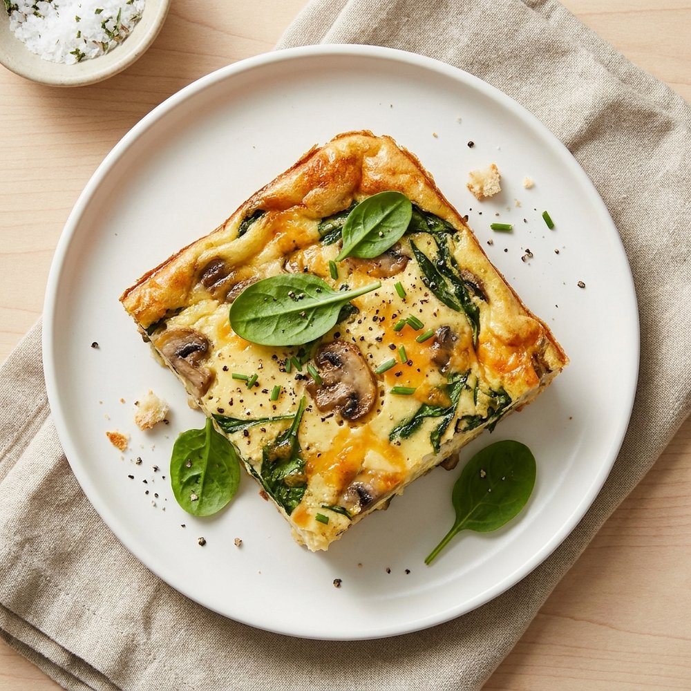 Slow Cooker Egg, Spinach & Mushroom Breakfast Casserole