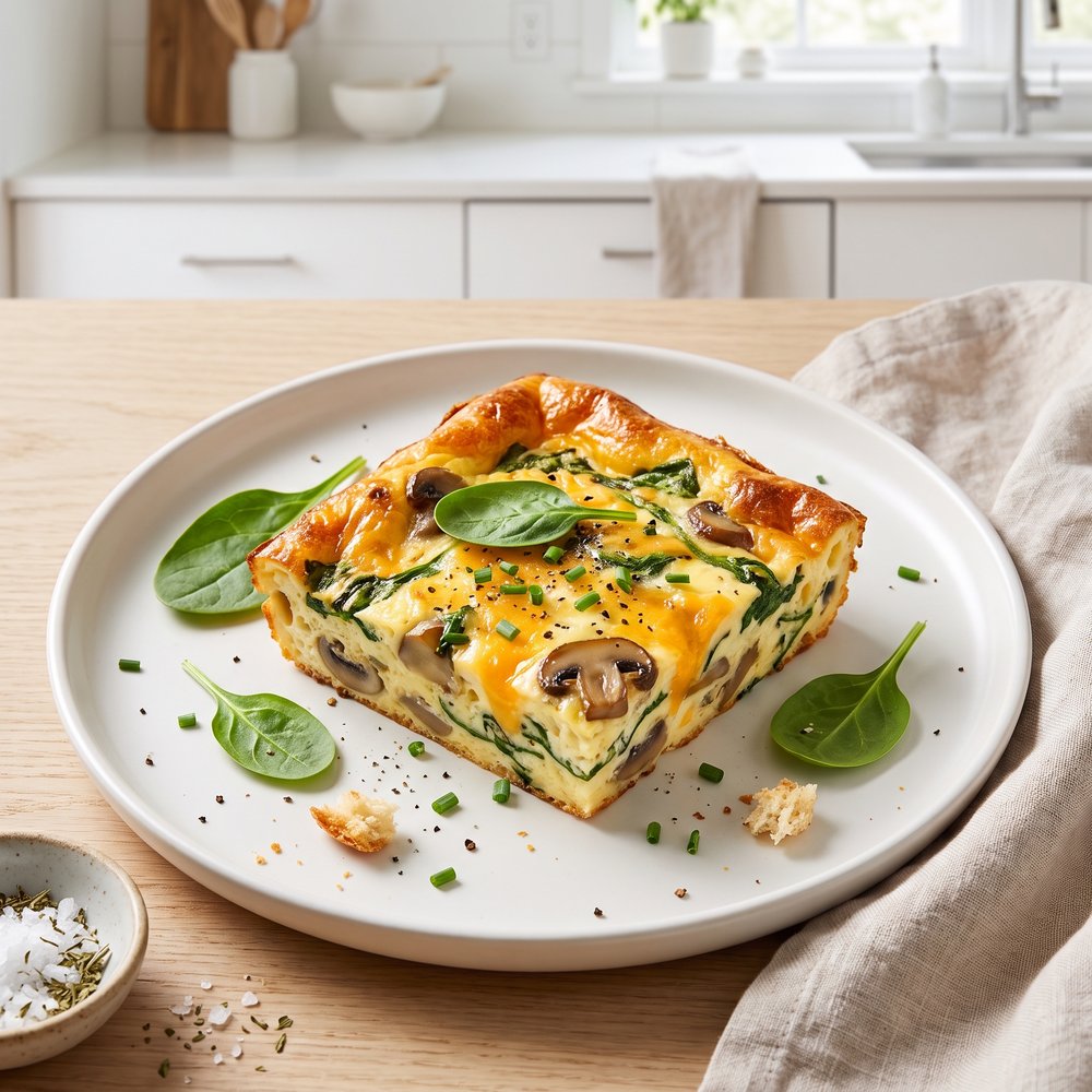 Slow Cooker Egg, Spinach & Mushroom Breakfast Casserole