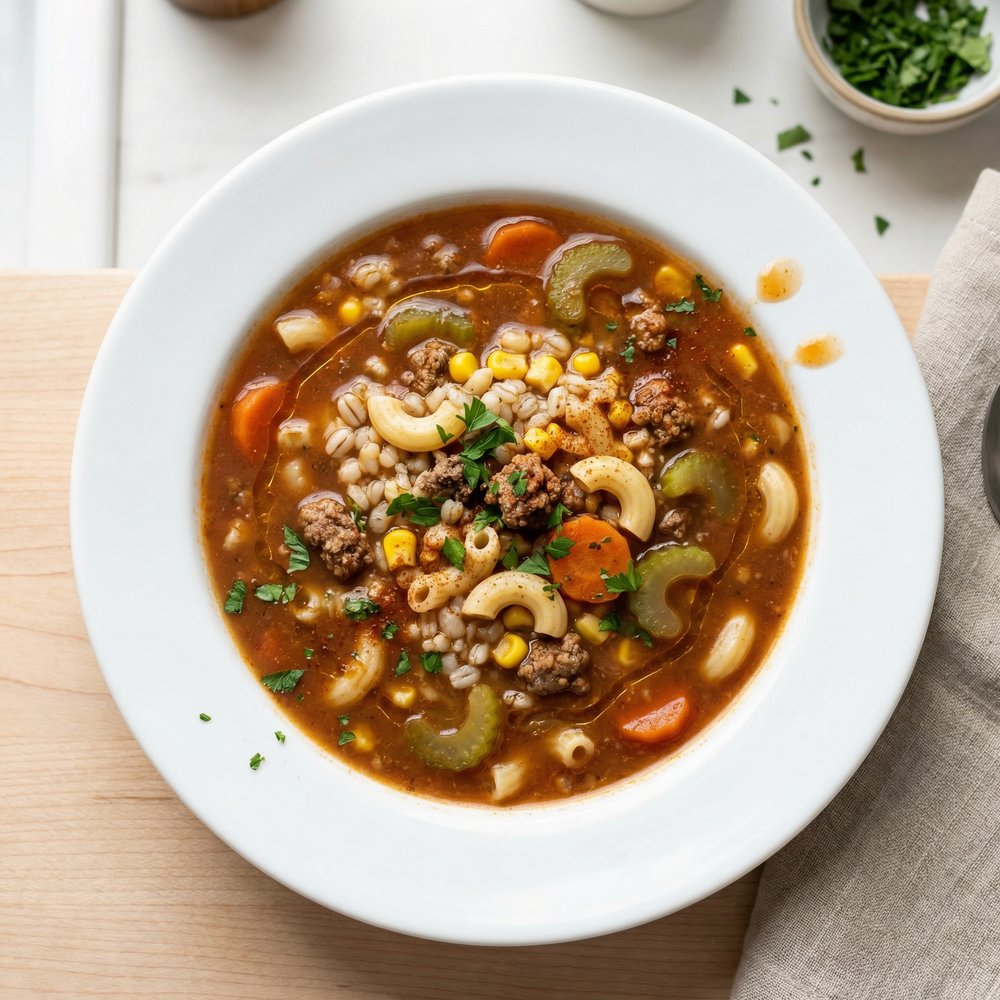 Slow Cooker Hamburger Soup with Macaroni