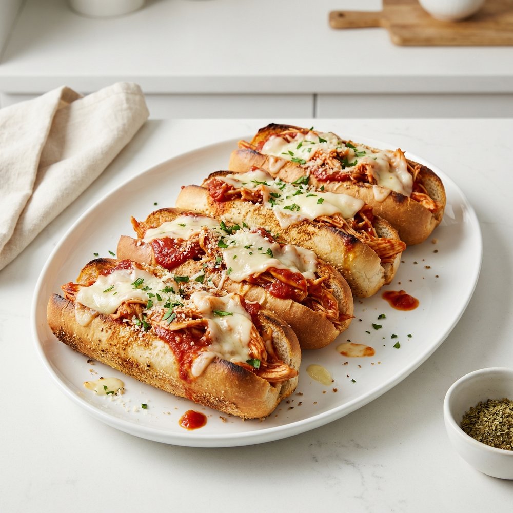 Crockpot Marinara Chicken Hoagies