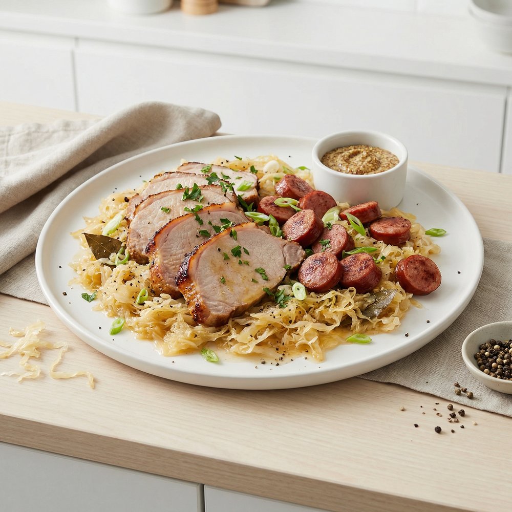 Pork Roast with Sauerkraut and Kielbasa