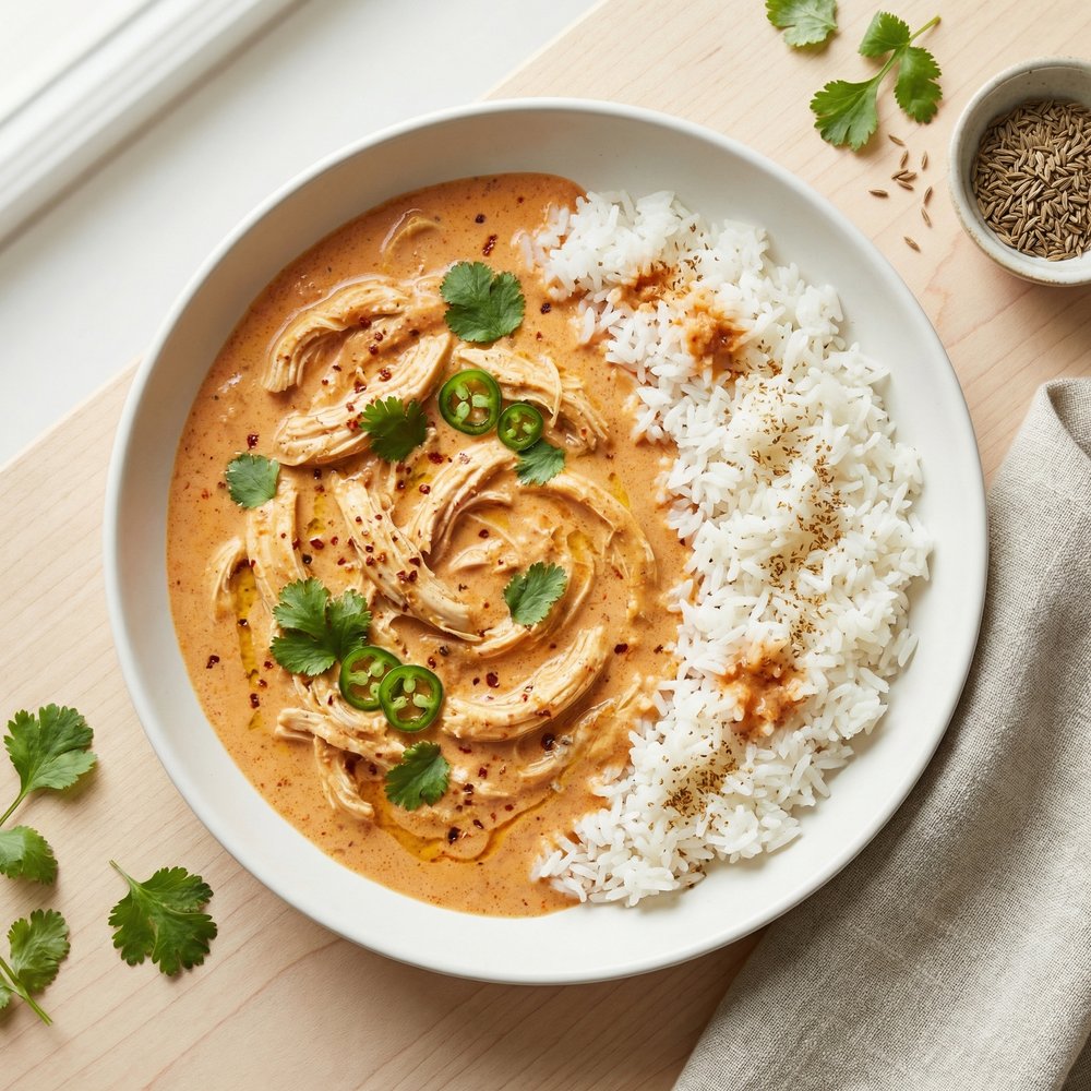 Slow Cooker Shredded Chicken in Yogurt Sauce