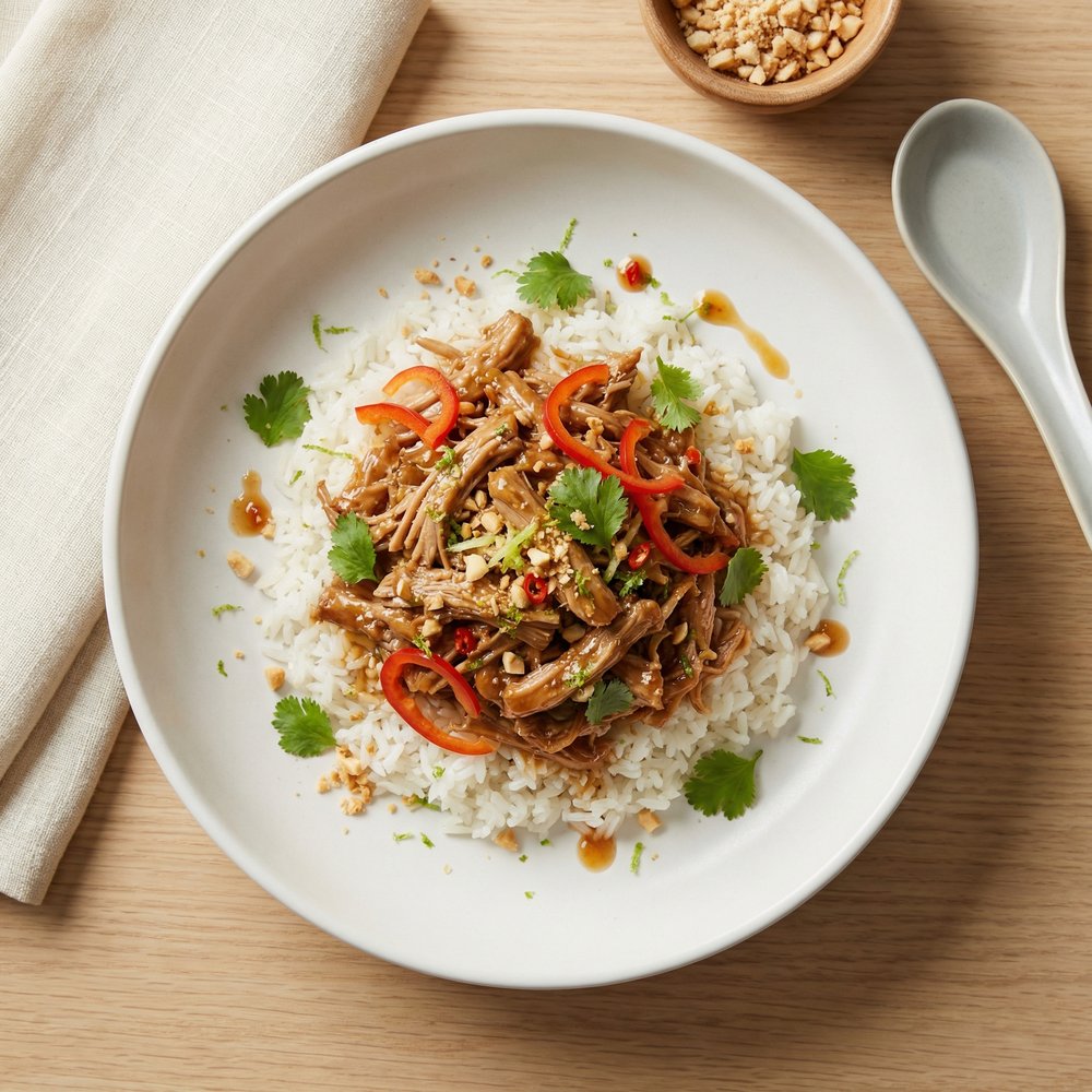 Crockpot Thai-Style Pork with Bell Peppers