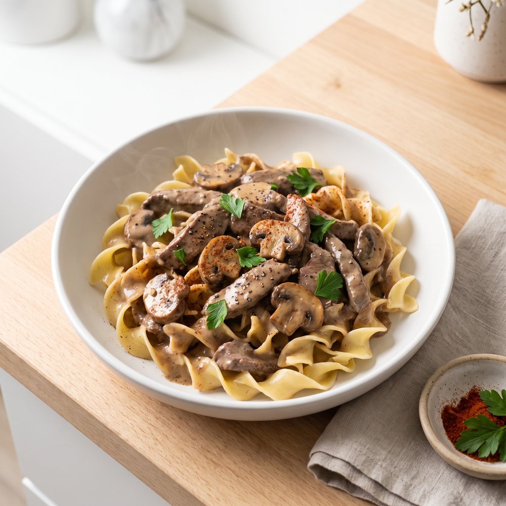 Slow Cooker Venison Stroganoff Meal