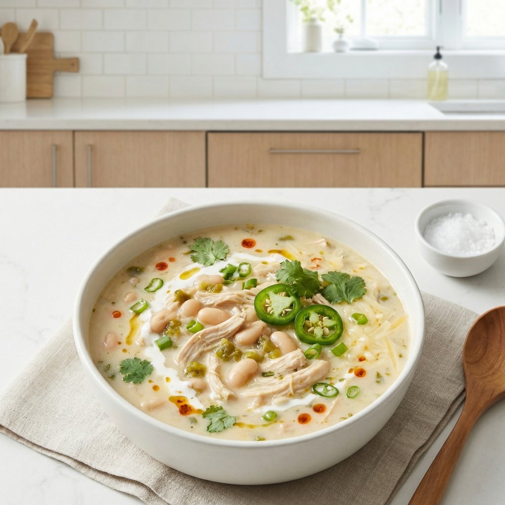 Slow Cooker Creamy White Chicken Chili with Ranch