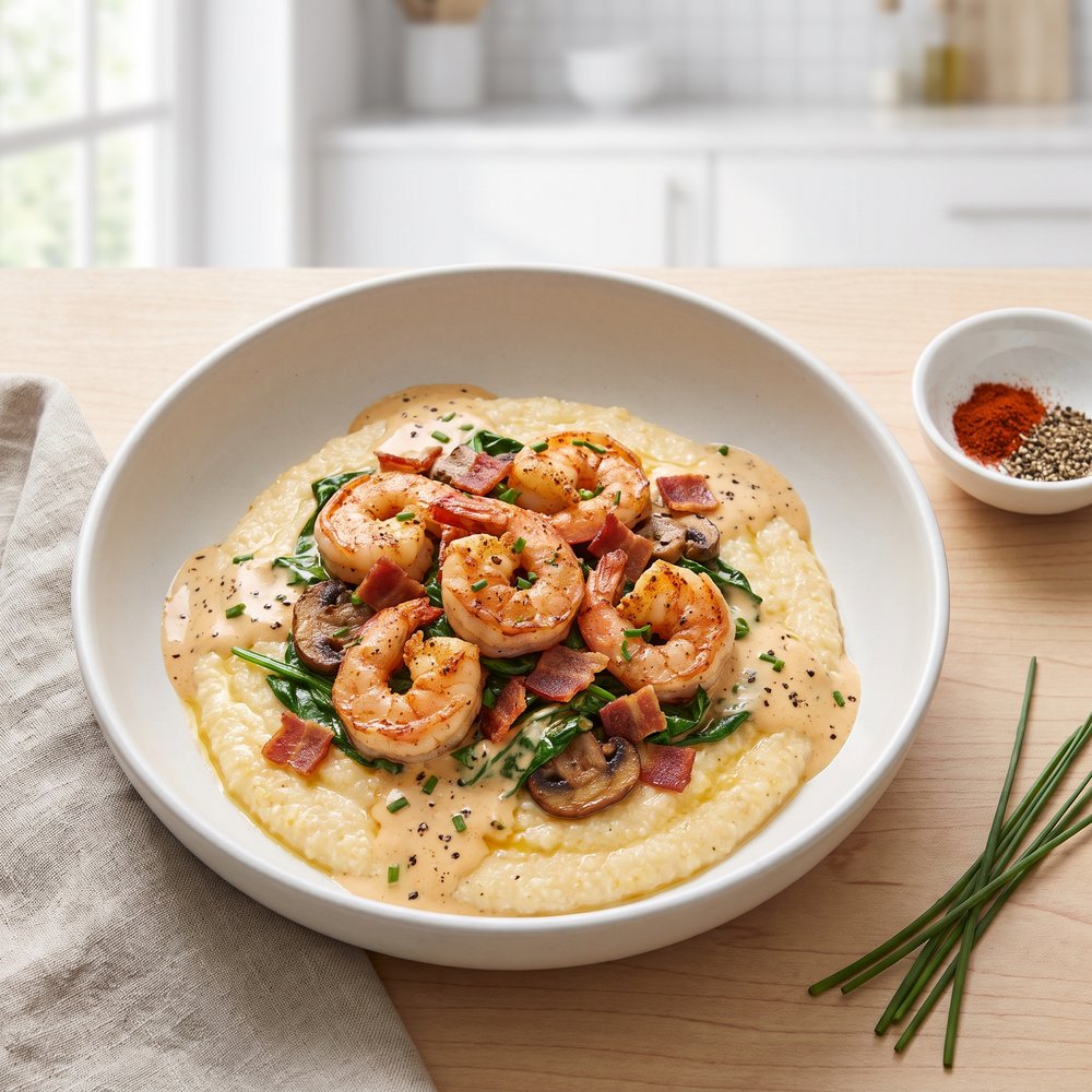 Smoked Gouda Shrimp and Grits à Ya Ya
