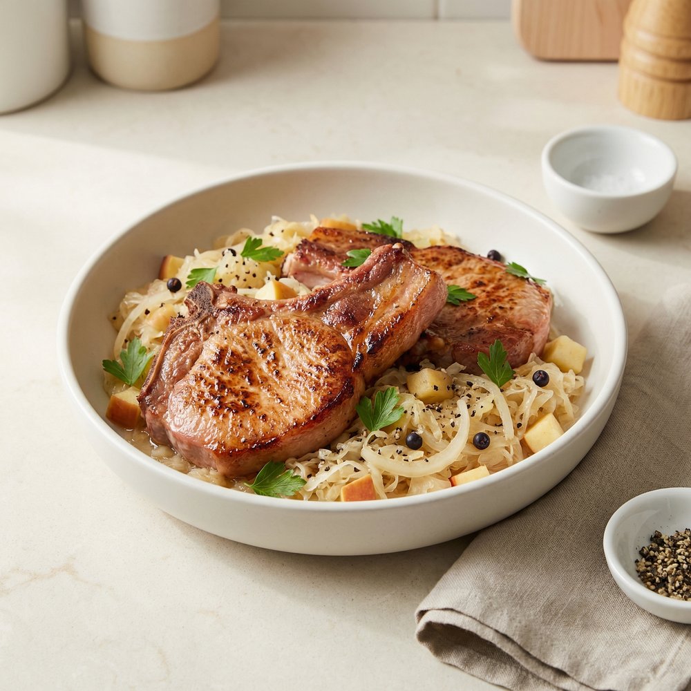 Smoked Pork Chops with Sauerkraut