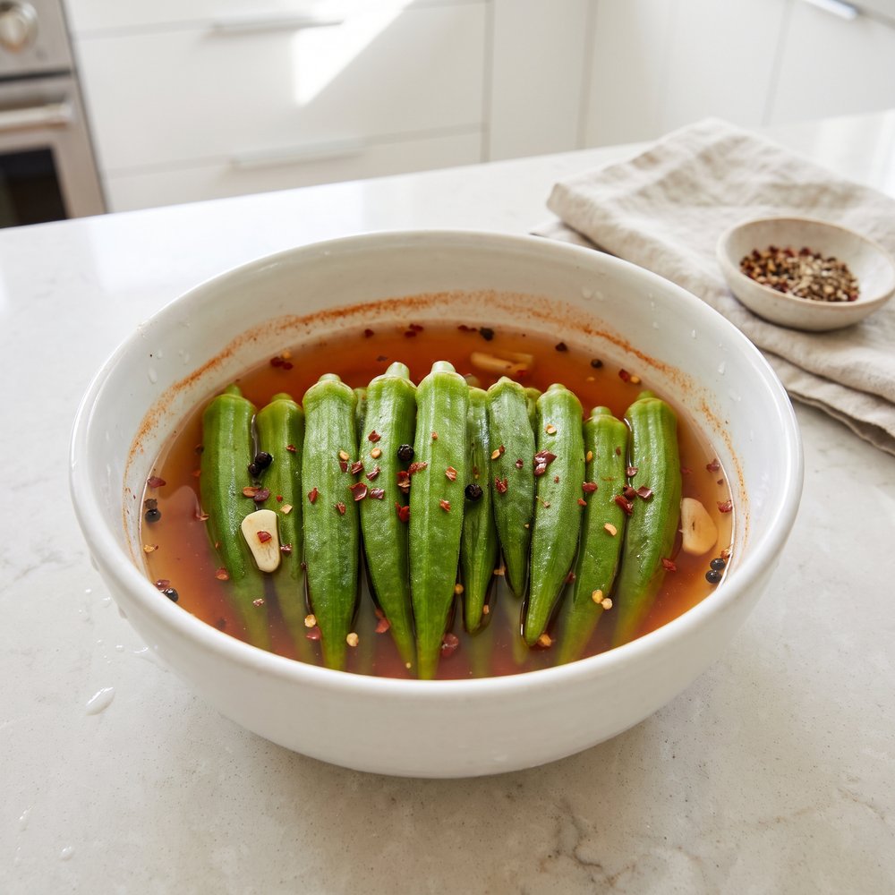 Smoky Hot Pickled Okra