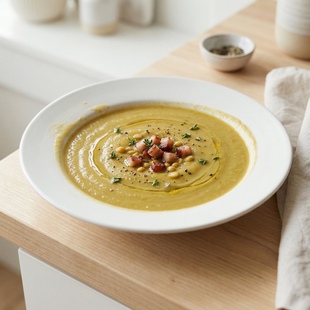 Hearty Split Pea Soup with Pork Belly