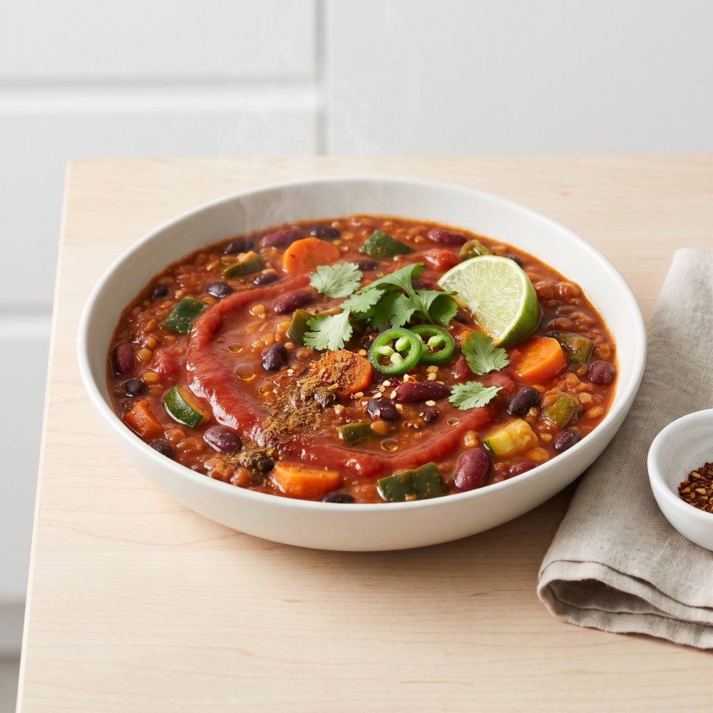 Smoky Red Lentil Bean Chili