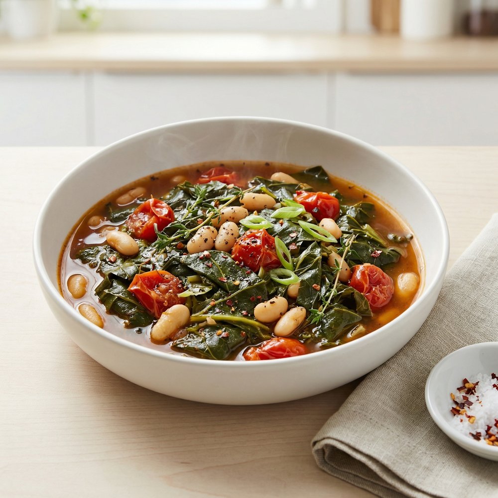 Spicy Vegetarian Collard Greens with Tomatoes