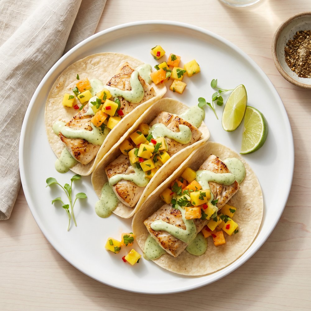 Soft Mahi Mahi Tacos with Ginger-Lime Dressing