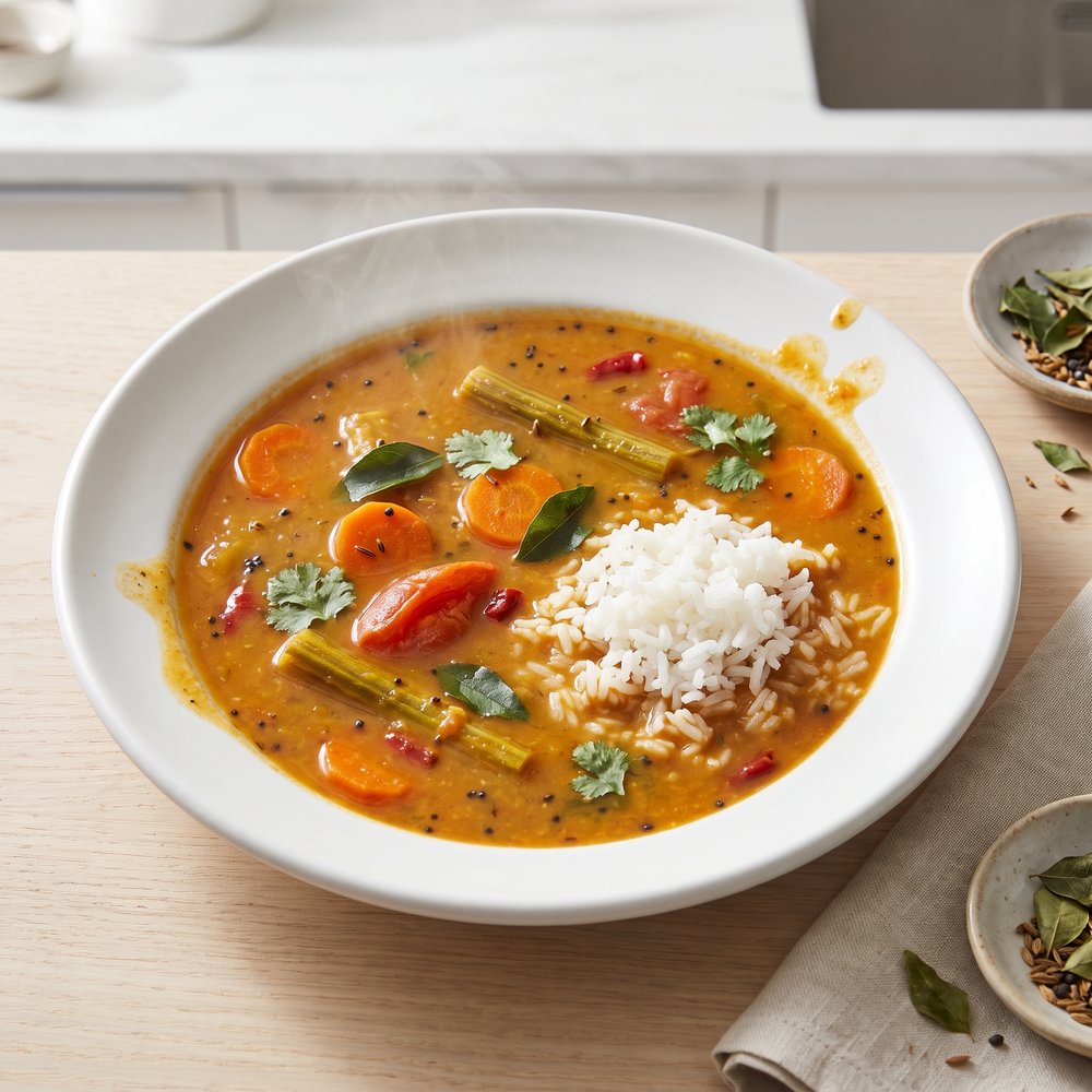 South Indian Sambar (Tamarind-Lentil Stew)